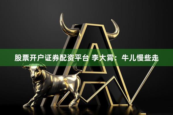 股票开户证券配资平台 李大霄：牛儿慢些走