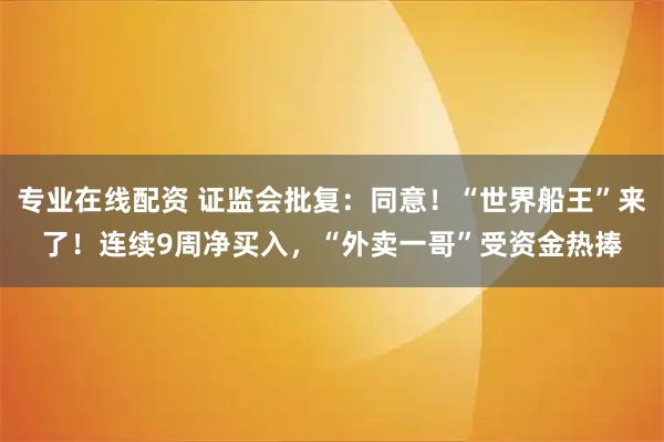 专业在线配资 证监会批复：同意！“世界船王”来了！连续9周净买入，“外卖一哥”受资金热捧